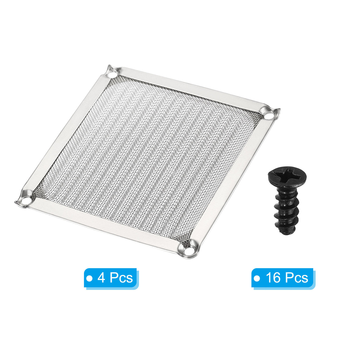 Harfington 90mm Fan Filter Grills with Screws, 4 Pack Aluminum Frame Stainless Steel Mesh Dustproof Cover for Computer Case, Silver