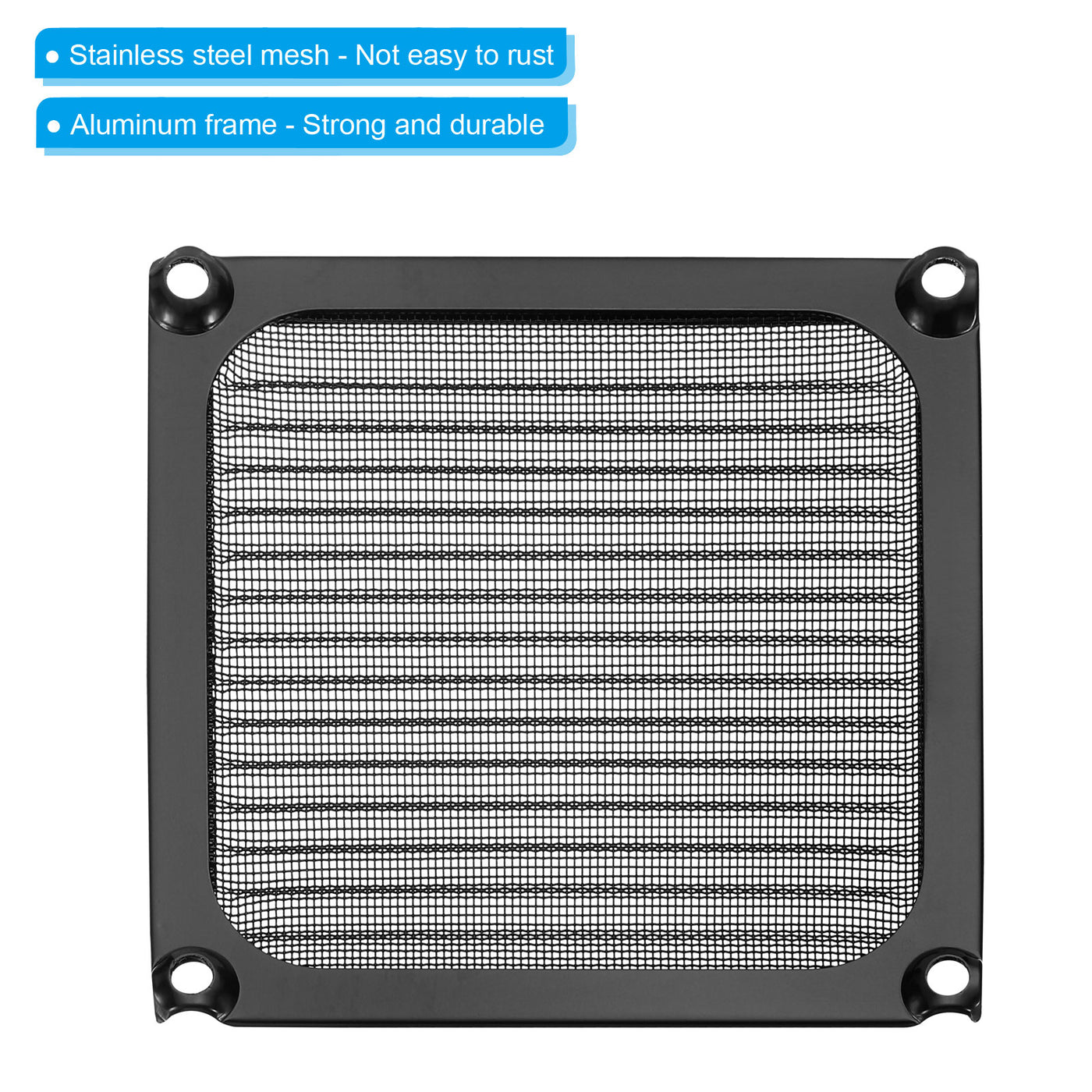 Harfington 90mm Fan Filter Grills with Screws, 4 Pack Aluminum Frame Stainless Steel Mesh Dustproof Cover for Computer Case, Black