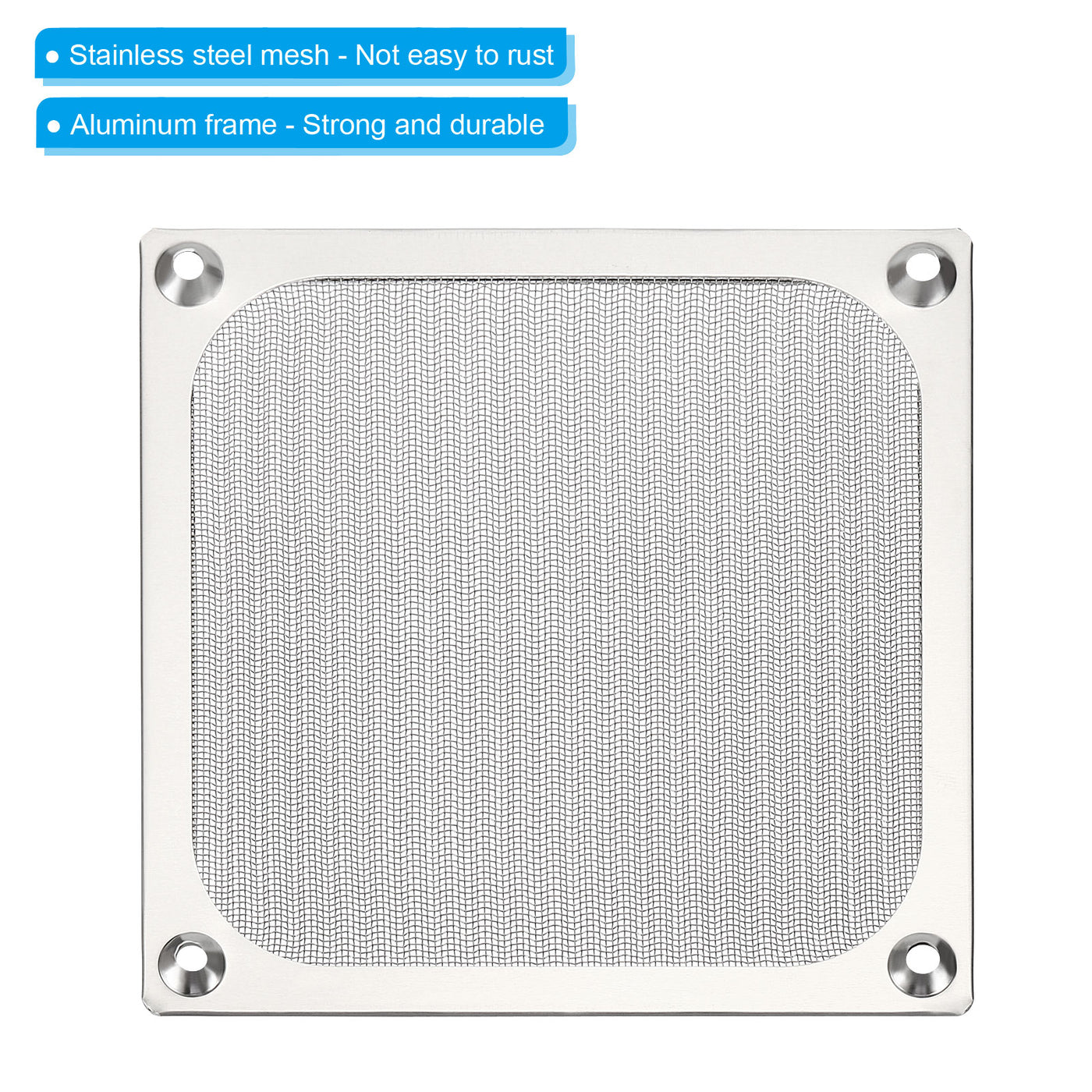Harfington 120mm Fan Filter Grills with Screws, 2 Pack Aluminum Frame Stainless Steel Mesh Dustproof Cover for Computer Case, Silver