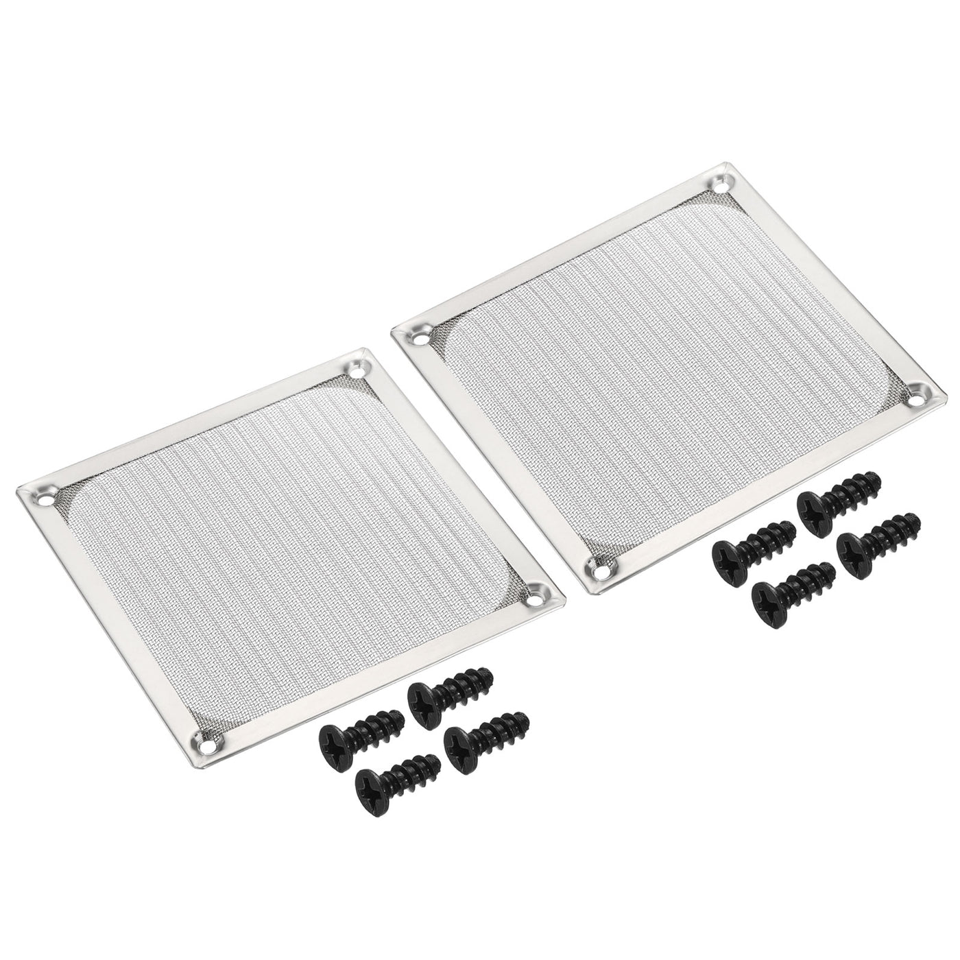 Harfington 120mm Fan Filter Grills with Screws, 2 Pack Aluminum Frame Stainless Steel Mesh Dustproof Cover for Computer Case, Silver