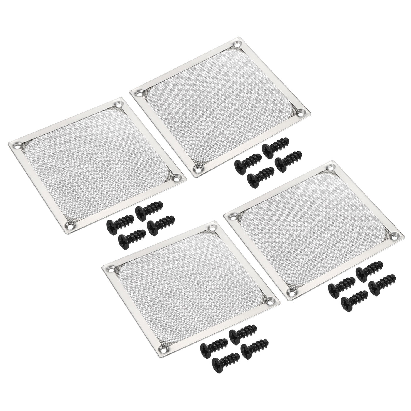 Harfington 120mm Fan Filter Grills with Screws, 4 Pack Aluminum Frame Stainless Steel Mesh Dustproof Cover for Computer Case, Silver