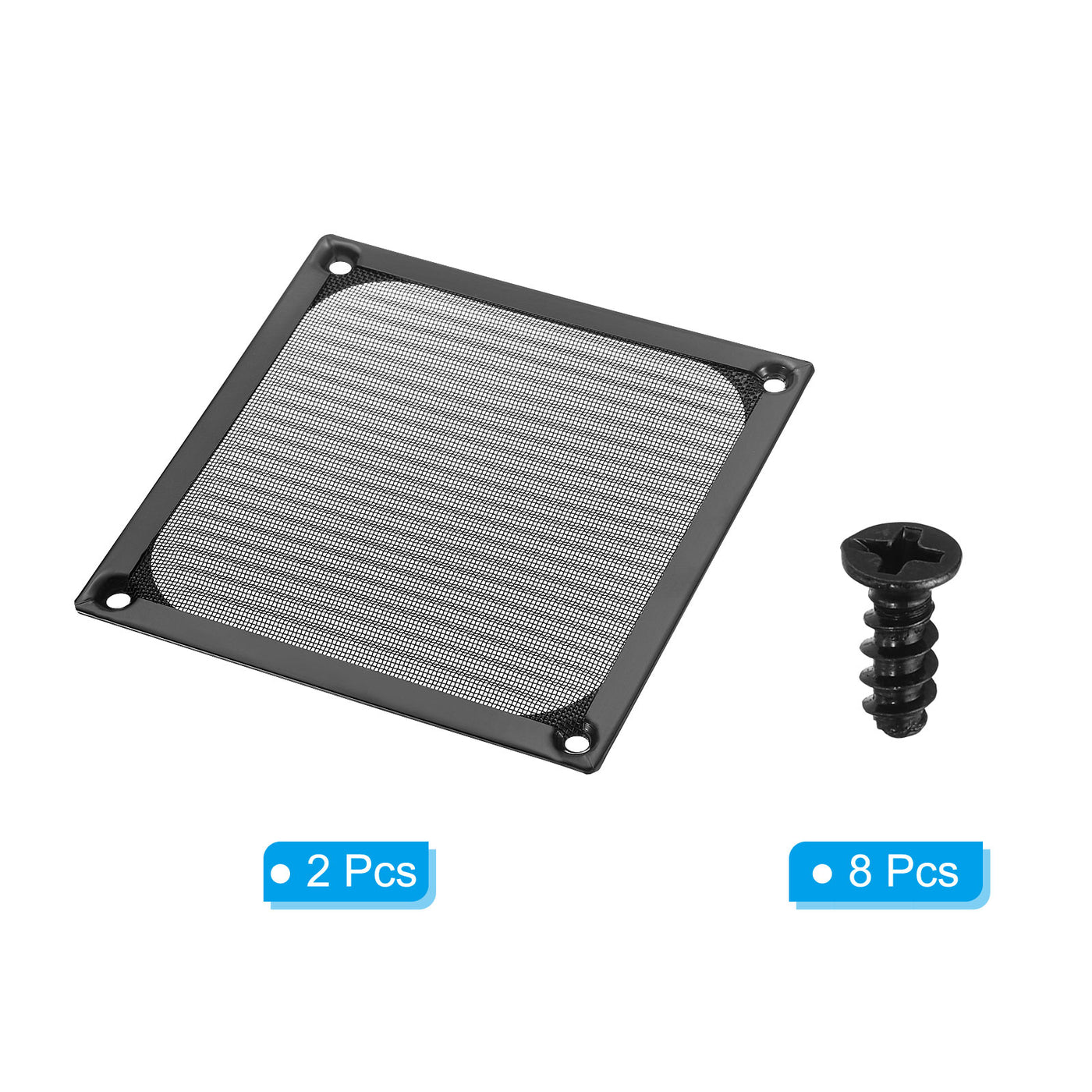 Harfington 120mm Fan Filter Grills with Screws, 2 Pack Aluminum Frame Stainless Steel Mesh Dustproof Cover for Computer Case, Black