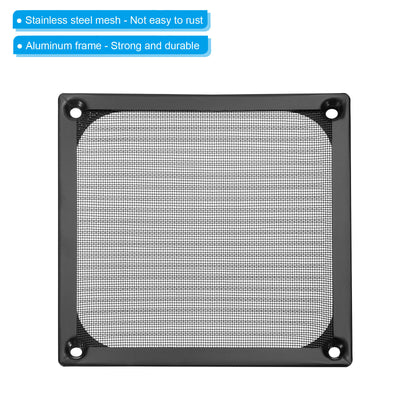 Harfington 120mm Fan Filter Grills with Screws, 4 Pack Aluminum Frame Stainless Steel Mesh Dustproof Cover for Computer Case, Black