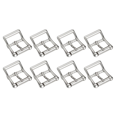 uxcell Uxcell 8Pcs 0.98" Single Prong Belt Buckle Square Center Bar Buckles for Belt, Silver