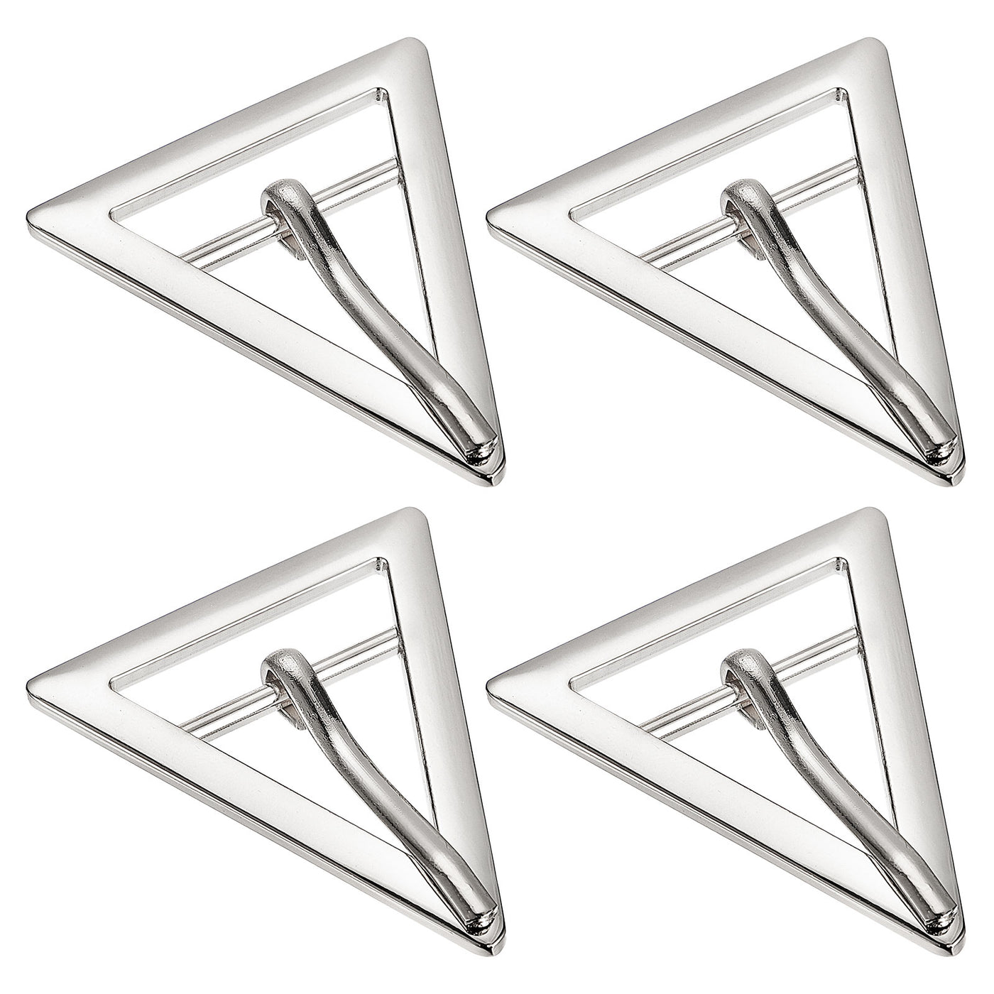 uxcell Uxcell 4Pcs 1.06" Single Prong Belt Buckle Triangle Center Bar Buckles for Belt, Silver
