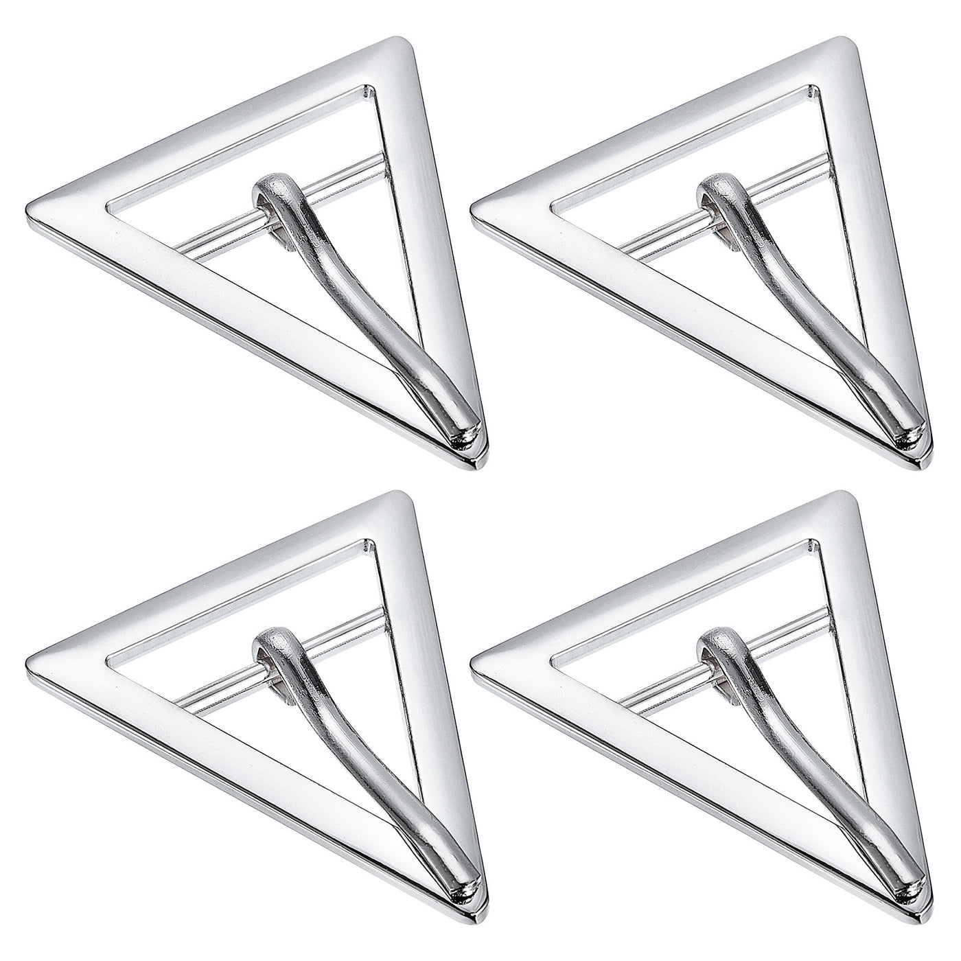 uxcell Uxcell 4Pcs 1.06" Single Prong Belt Buckle Triangle Center Bar Buckles for Belt, White
