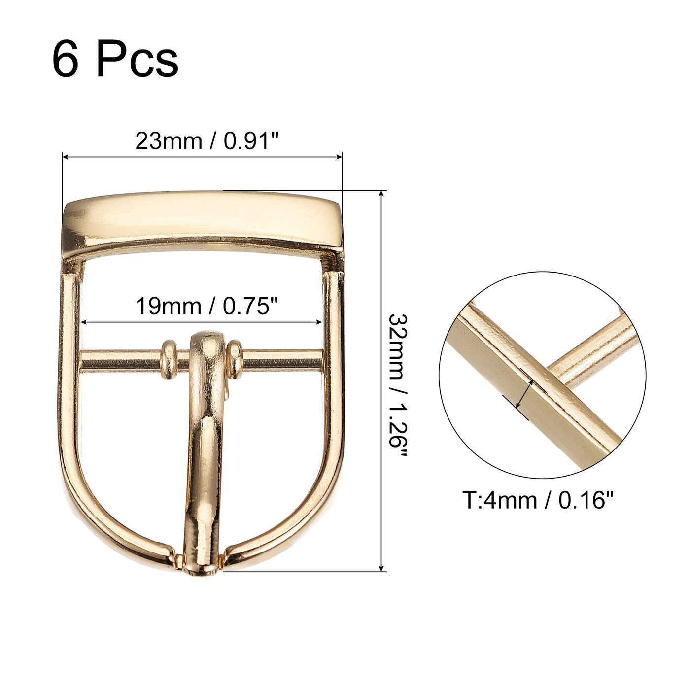 uxcell Uxcell 6Pcs 0.75" Single Prong Belt Buckle Oval Center Bar Buckles for Belts, Gold