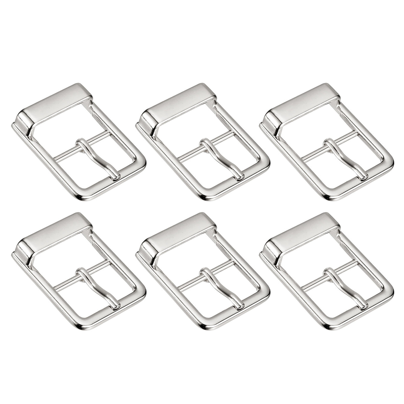 uxcell Uxcell 6Pcs 0.94" Single Prong Belt Buckle Square Center Bar Buckles for Belt, Silver