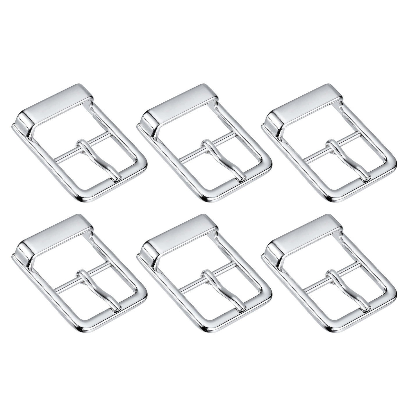 uxcell Uxcell 6Pcs 0.94" Single Prong Belt Buckle Square Center Bar Buckles for Belt, White