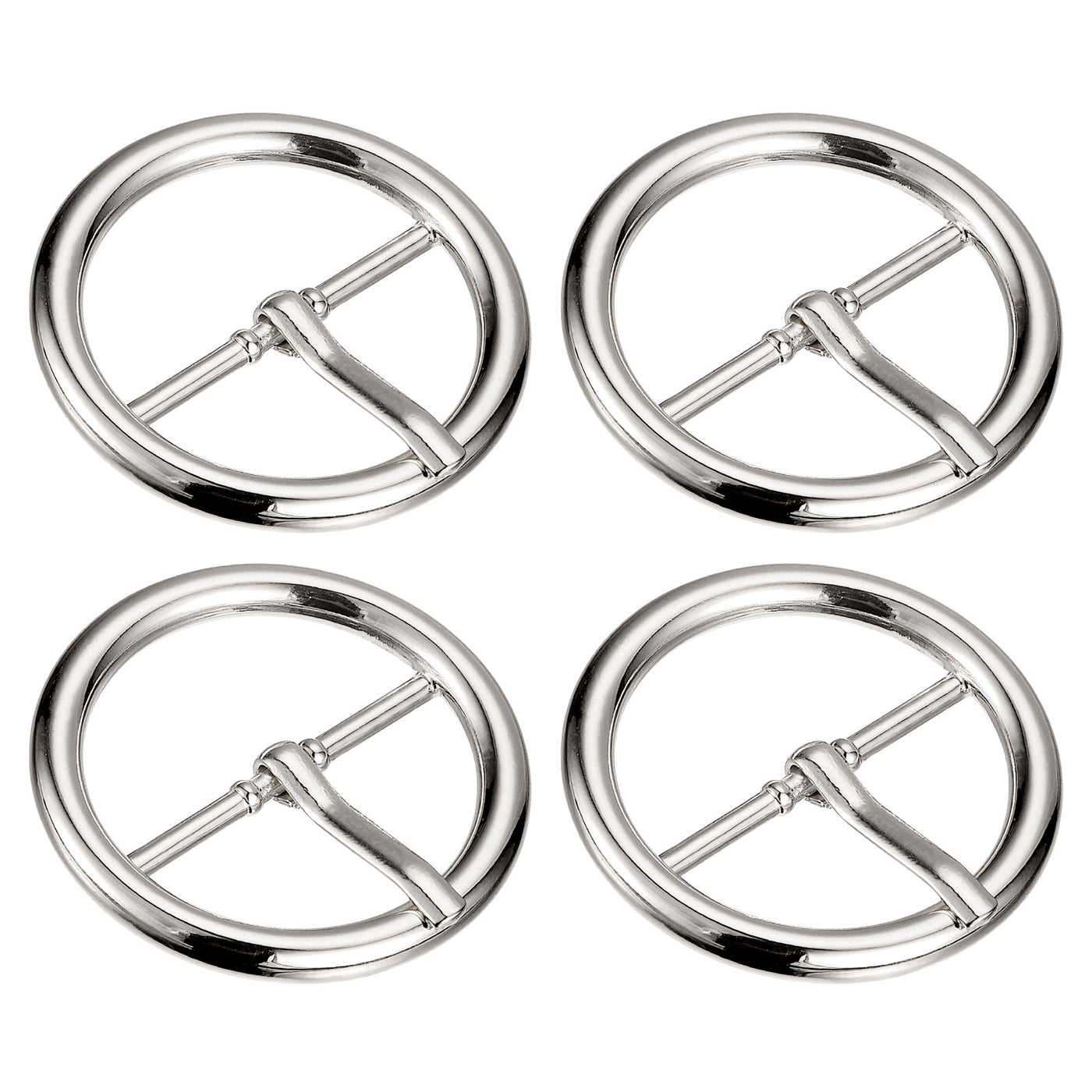 uxcell Uxcell 4Pcs 1.18" Single Prong Belt Buckle Round Center Bar Buckles for Belt, Silver