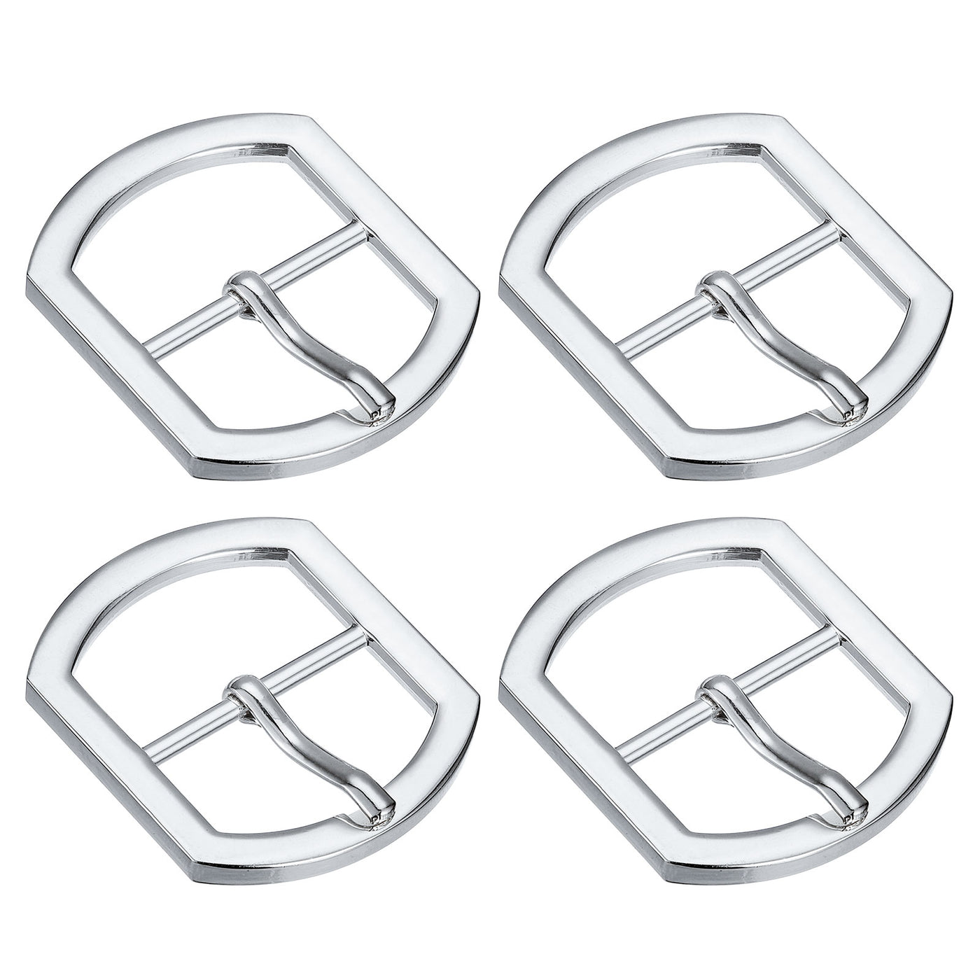 uxcell Uxcell 4Pcs 0.98" Single Prong Belt Buckle Square Center Bar Buckles for Belt, White