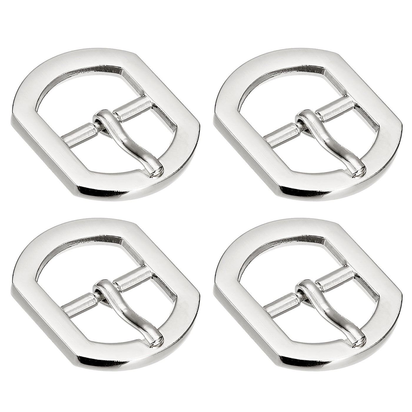 uxcell Uxcell 4Pcs 0.75" Single Prong Belt Buckle Square Center Bar Buckles for Belt, Silver