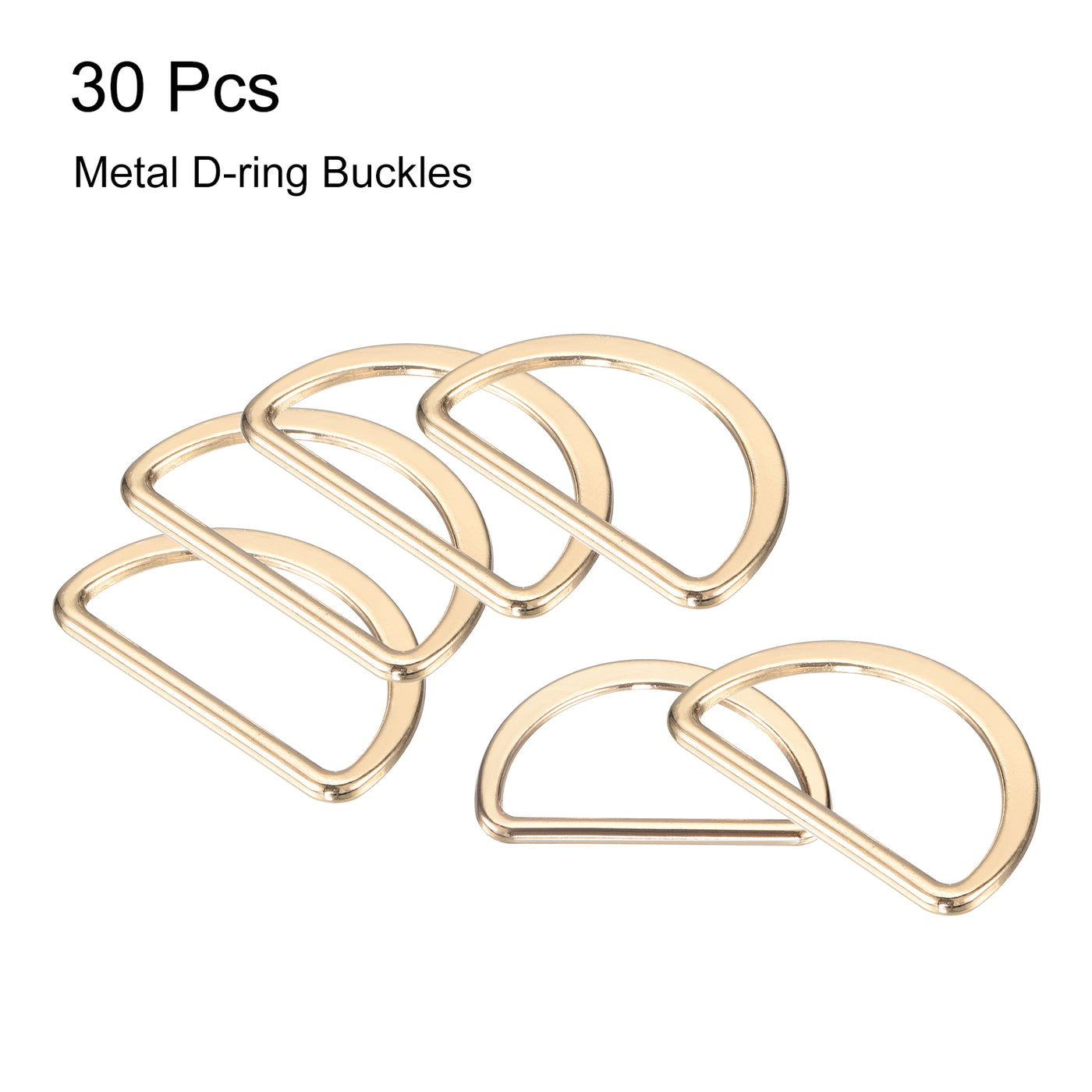 uxcell Uxcell Metal D-rings Buckle, 30pcs 25mm(0.98") 2mm Thick Welded D-Rings, Gold Tone