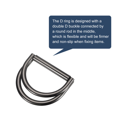 Harfington Uxcell Double D-Ring Buckles, Adjustable Multi-Purpose D Rings for Clothing Waistband Dress Straps Bags