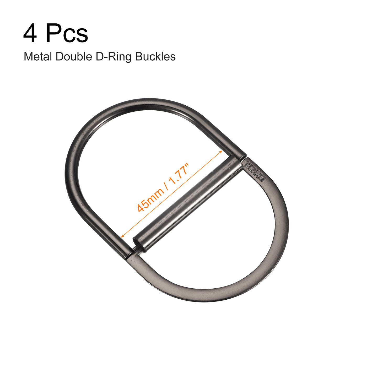 uxcell Uxcell Double D-Ring Buckles, 4pcs 45mm(1.77") Metal Adjustable D Rings, Dark Gray
