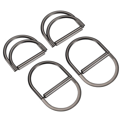 Harfington Uxcell Double D-Ring Buckles, 4pcs 45mm(1.77") Metal Adjustable D Rings, Dark Gray