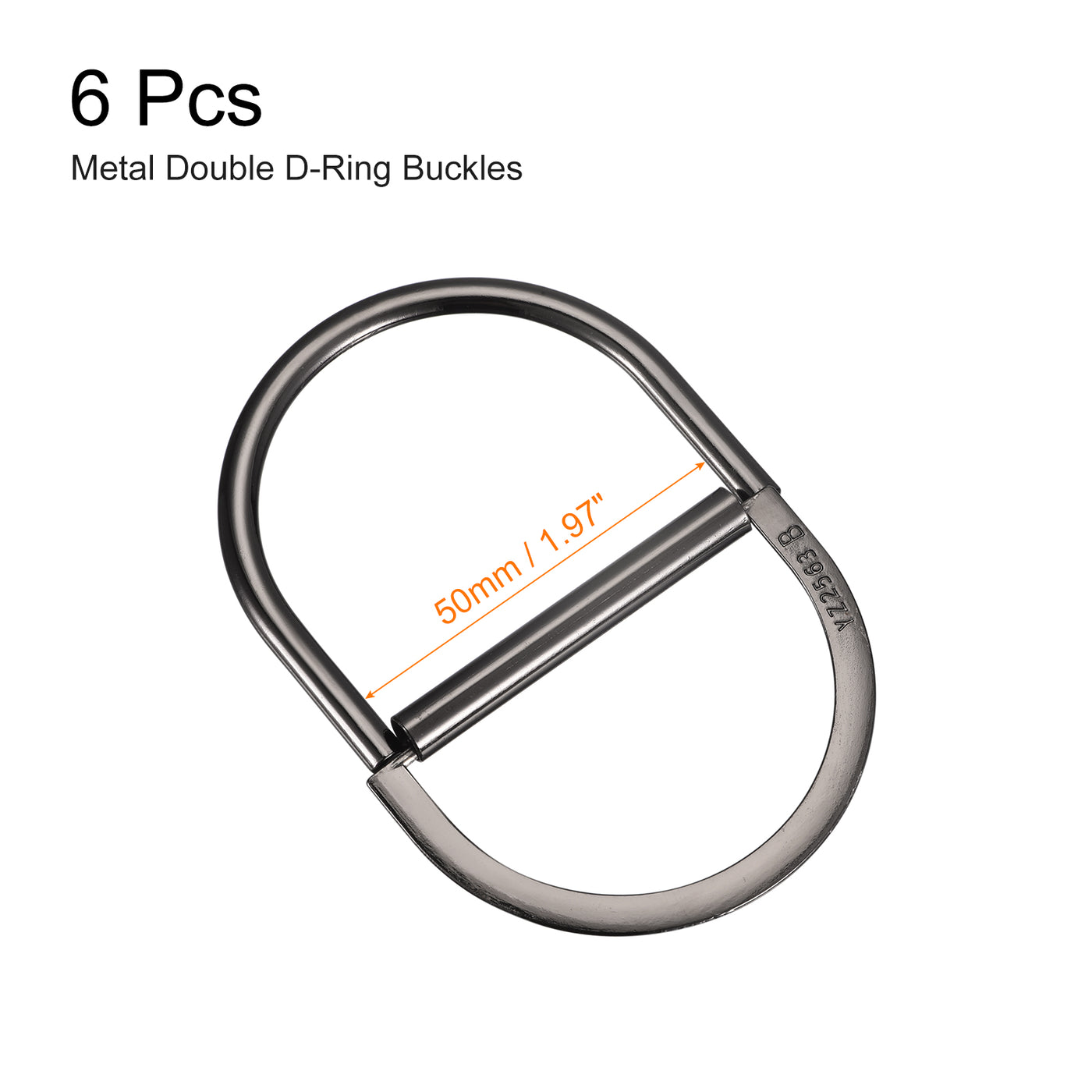 uxcell Uxcell Double D-Ring Buckles, 6pcs 50mm(1.97") Metal Adjustable D Rings, Dark Gray