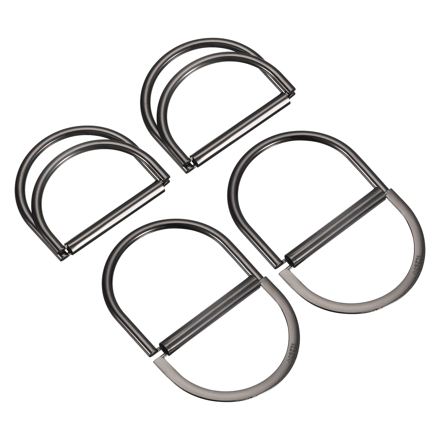 uxcell Uxcell Double D-Ring Buckles, 4pcs 60mm(2.36") Metal Adjustable D Rings, Dark Gray