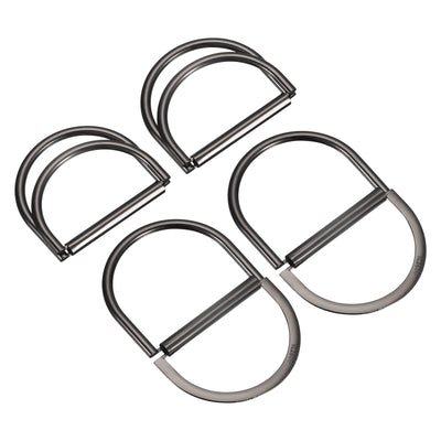 Harfington Uxcell Double D-Ring Buckles, 4pcs 60mm(2.36") Metal Adjustable D Rings, Dark Gray
