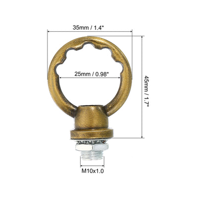 Harfington 8kg Load 25mm ID M10 Lamp Female Loop Holder, 2 Set Lifting Eye Nut Hook Ring Shape Structural Support to Chandelier Lighting Fixtures, Bronze