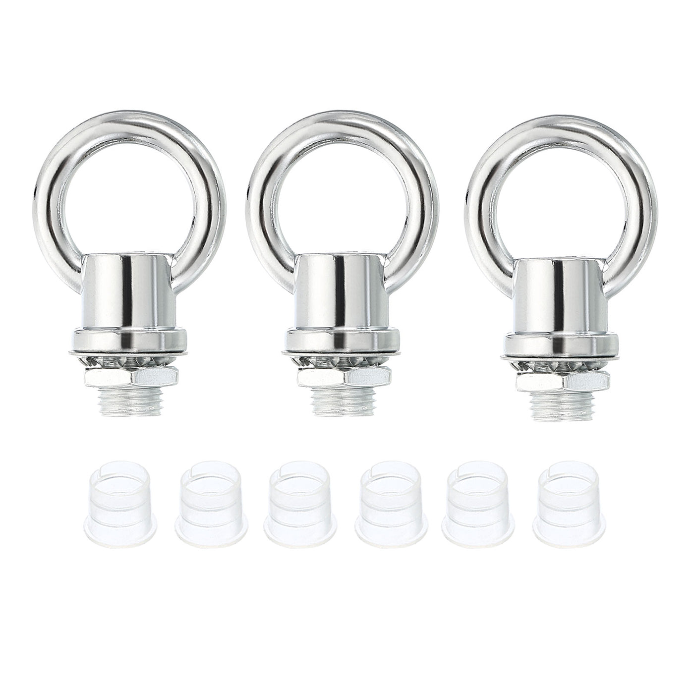 Harfington 15kg Load 18mm ID M10 Lamp Female Loop Holder, 3 Set Lifting Eye Nut Hook Ring Shape Structural Support to Chandelier Lighting Fixtures, Silver Tone