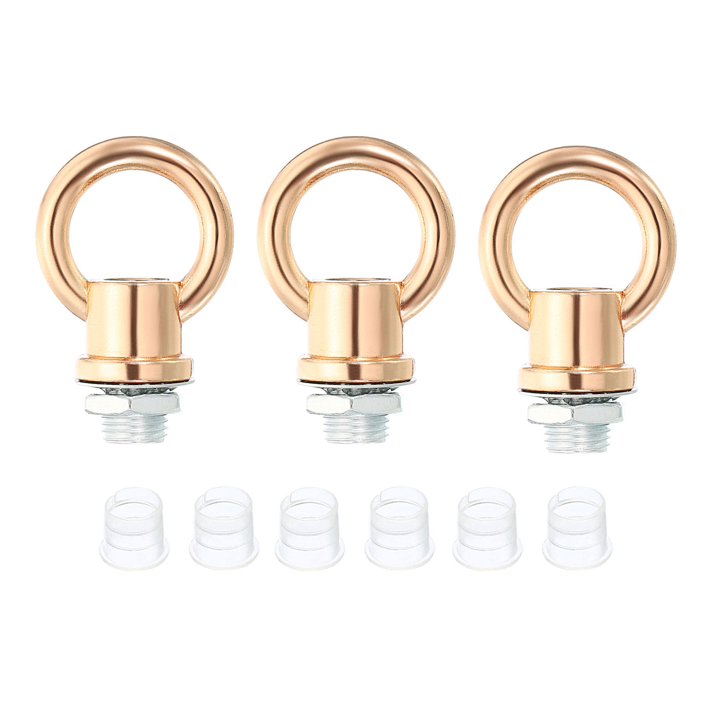 Harfington 15kg Load 18mm ID M10 Lamp Female Loop Holder, 3 Set Lifting Eye Nut Hook Ring Shape Structural Support to Chandelier Lighting Fixtures, French Gold