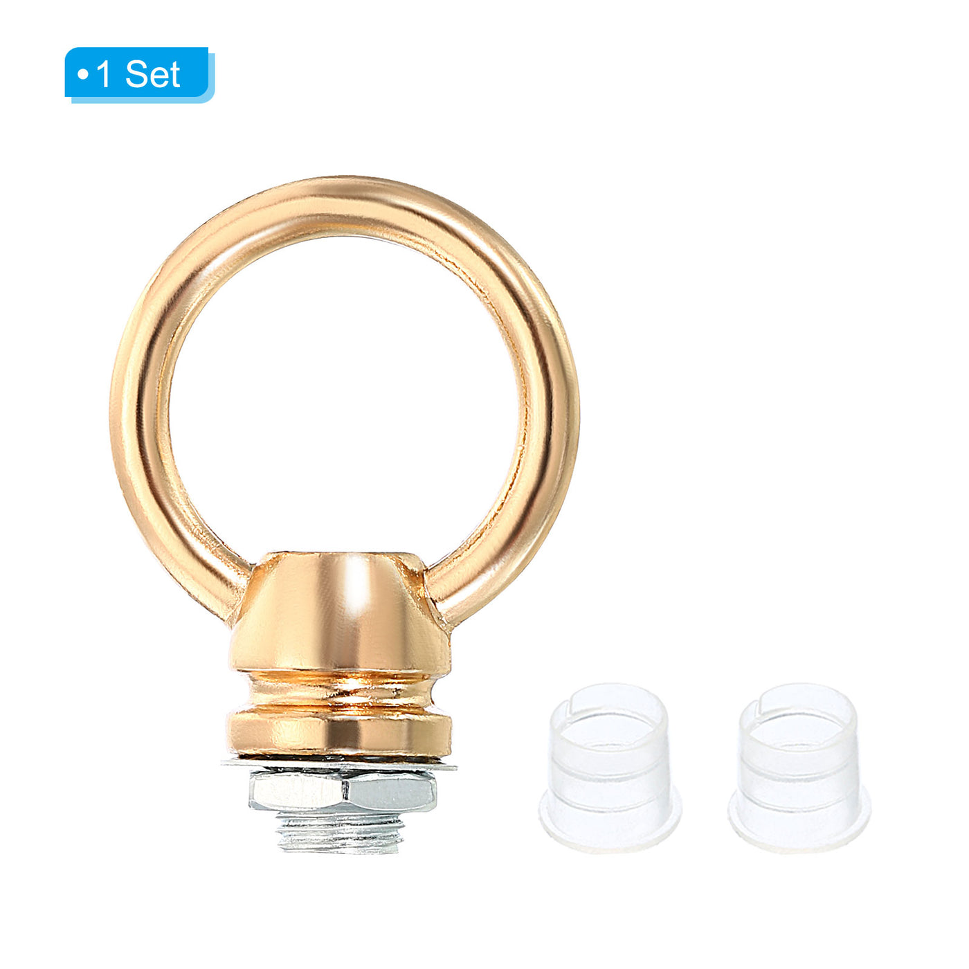 Harfington 15kg Load 25mm ID M10 Lamp Female Loop Holder, 1 Set Lifting Eye Nut Hook Ring Shape Structural Support to Chandelier Lighting Fixtures, French Gold