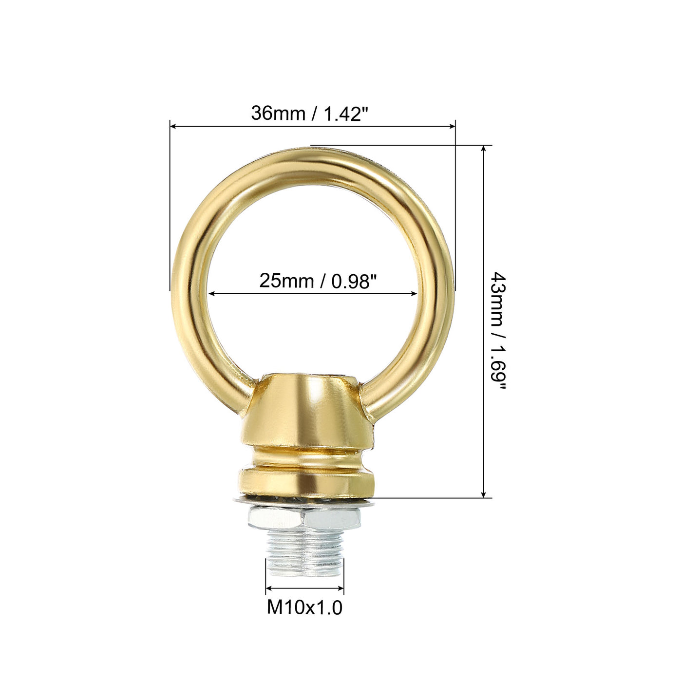 Harfington 15kg Load 25mm ID M10 Lamp Female Loop Holder, 1 Set Lifting Eye Nut Hook Ring Shape Structural Support to Chandelier Lighting Fixtures, Copper Color