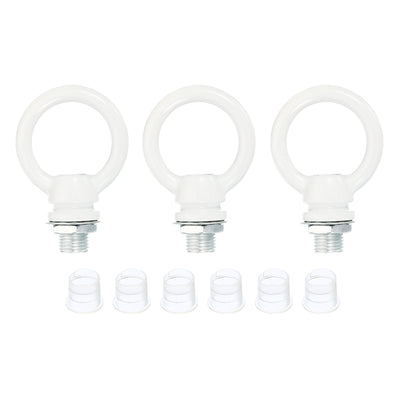 Harfington 15kg Load 25mm ID M10 Lamp Female Loop Holder, 3 Set Lifting Eye Nut Hook Ring Shape Structural Support to Chandelier Lighting Fixtures, White