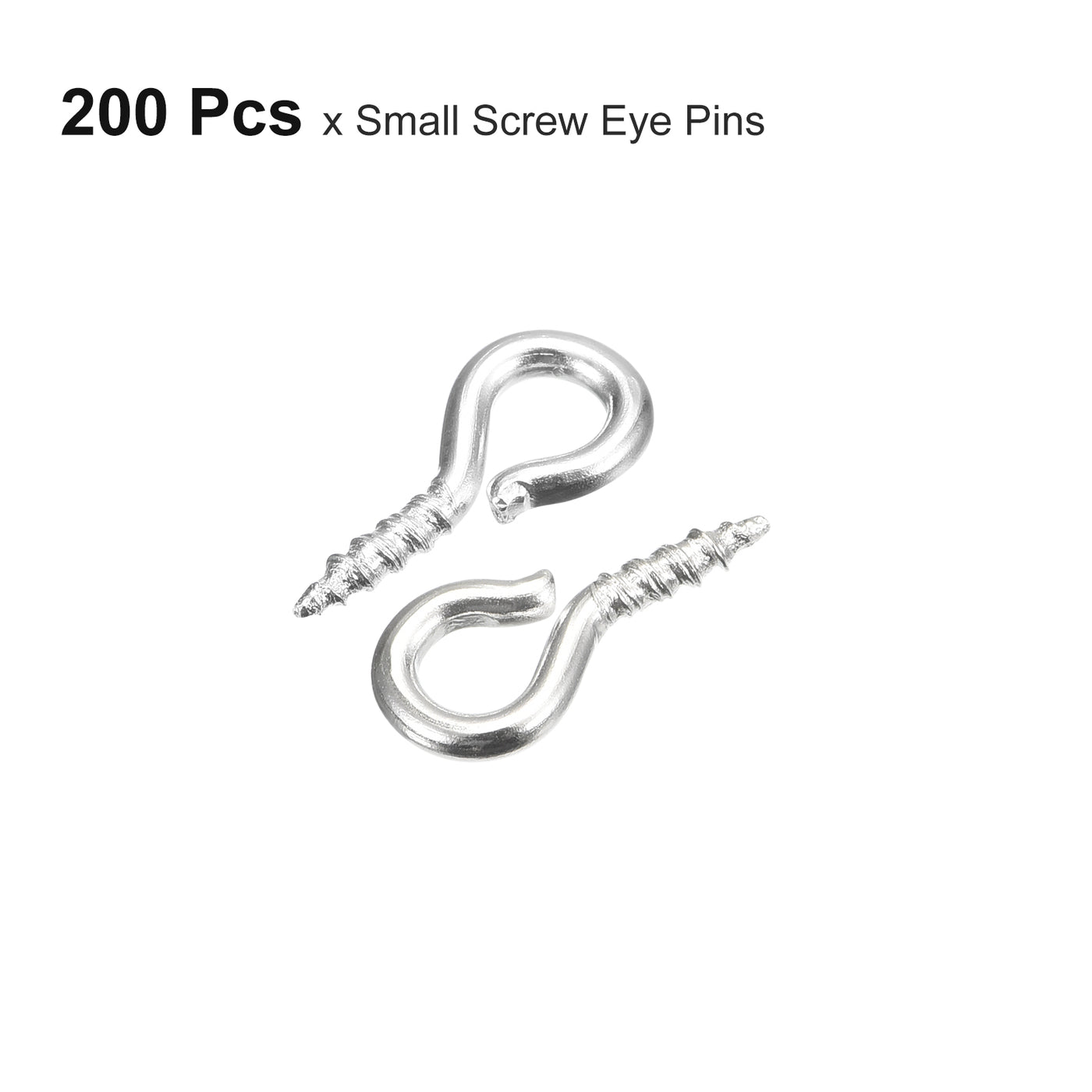 uxcell Uxcell 200Pcs Small Screw Eye Hooks Mini Eyelets Screws, 4.5x10x1.2mm, Silver Tone