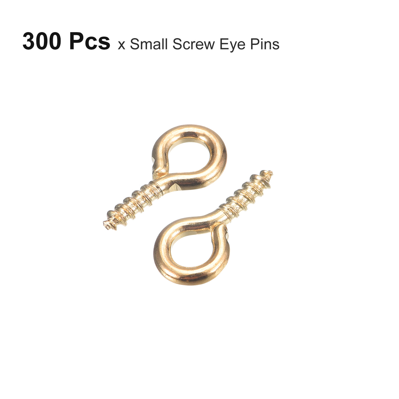 uxcell Uxcell 300Pcs Small Screw Eye Hooks Mini Eyelets Screws, 5x10x1.2mm, Light Gold