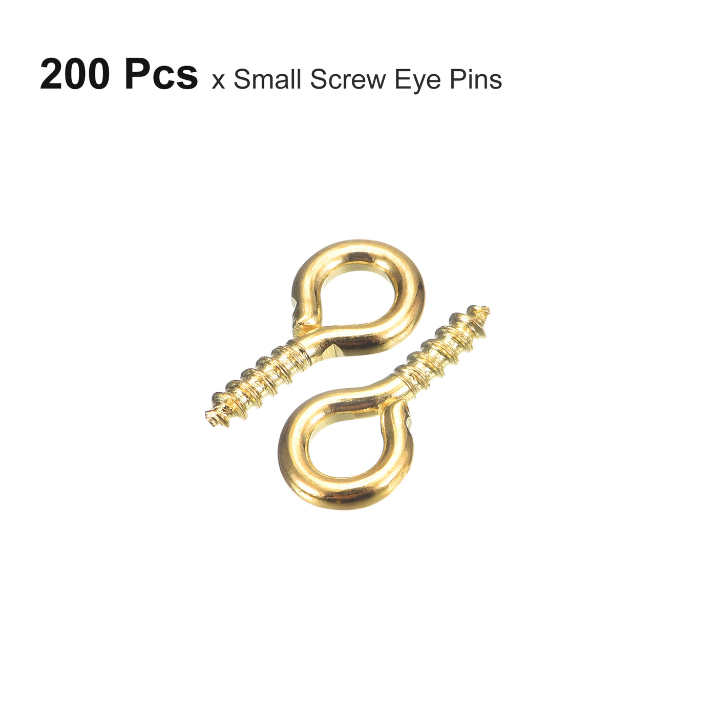 uxcell Uxcell 200Pcs Small Screw Eye Hooks Mini Eyelets Screws, 5x10x1.2mm, Gold Tone