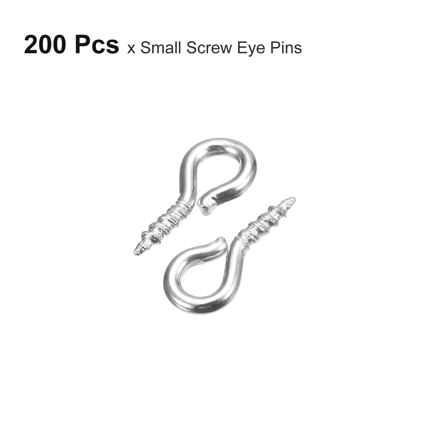 uxcell Uxcell 200Pcs Small Screw Eye Hooks Mini Eyelets Screws, 5x10x1.2mm, Silver White
