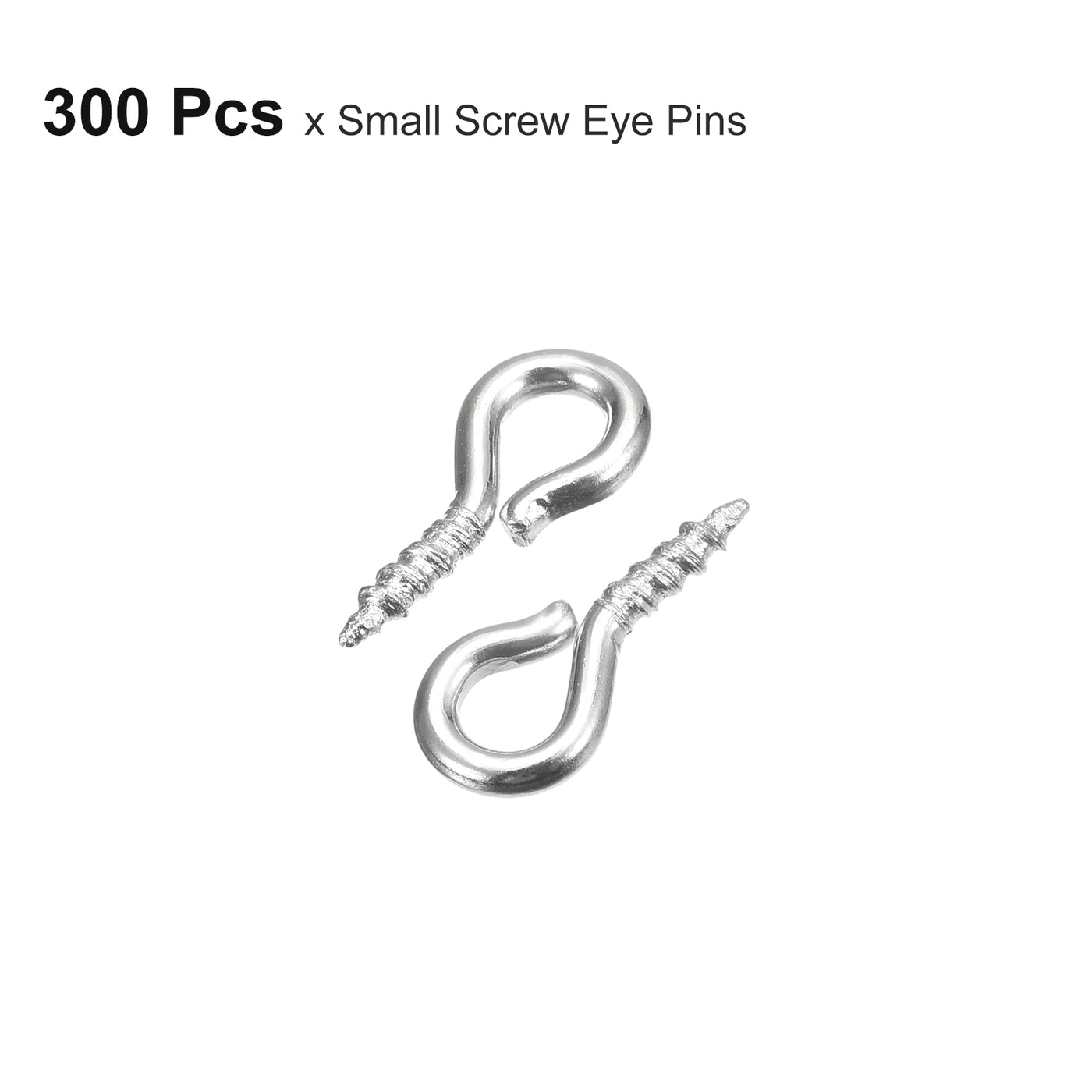 uxcell Uxcell 300Pcs Small Screw Eye Hooks Mini Eyelets Screws, 5x10x1.2mm, Silver White
