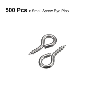 Harfington Uxcell 500Pcs Small Screw Eye Hooks Mini Eyelets Screws, 5x10x1.2mm, Dark Gray