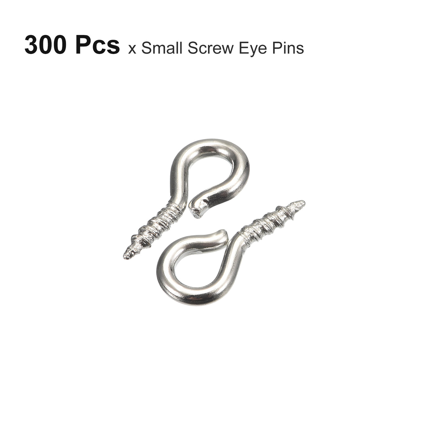 uxcell Uxcell 300Pcs Small Screw Eye Hooks Mini Eyelets Screws, 5x10x1.2mm, Bright Silver