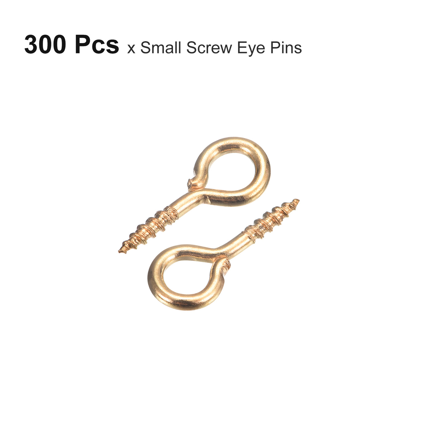 uxcell Uxcell 300Pcs Small Screw Eye Hooks Mini Eyelets Screws, 5.5x12x1.2mm, Light Gold