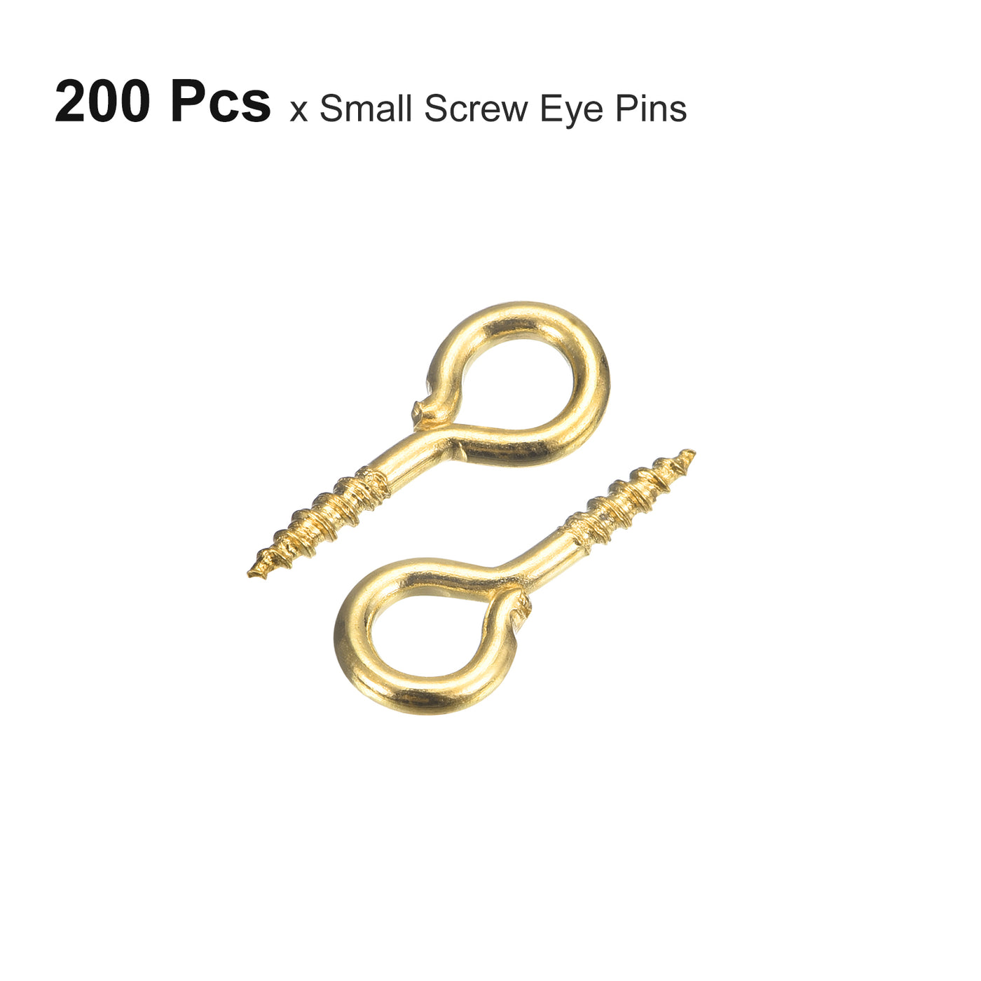 uxcell Uxcell 200Pcs Small Screw Eye Hooks Mini Eyelets Screws, 5.5x12x1.2mm, Gold Tone
