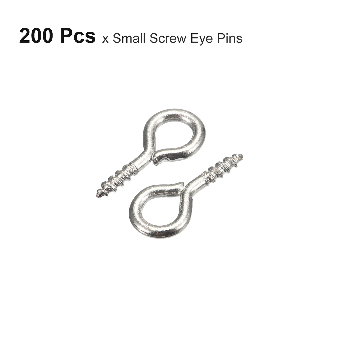 uxcell Uxcell 200Pcs Small Screw Eye Hooks Mini Eyelets Screws, 5.5x12x1.2mm, Nickel Silver