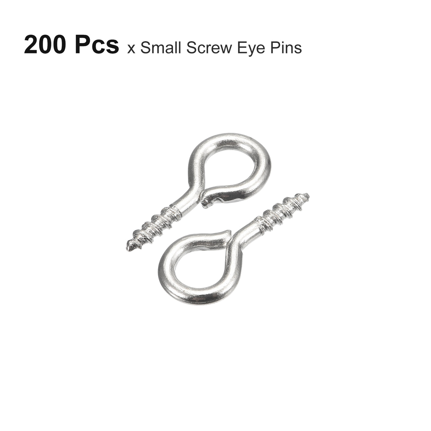uxcell Uxcell 200Pcs Small Screw Eye Hooks Mini Eyelets Screws, 5.5x12x1.2mm, Bright Silver