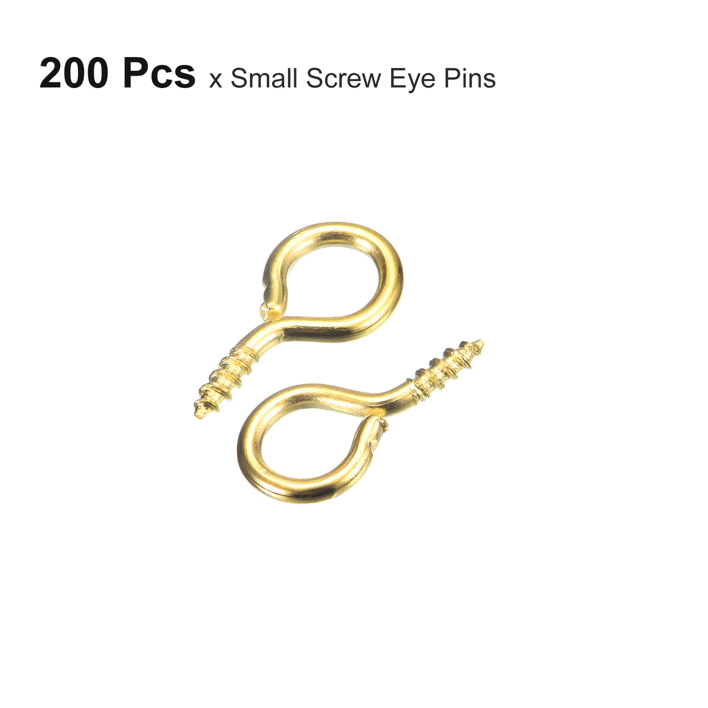 uxcell Uxcell 200Pcs Small Screw Eye Hooks Mini Eyelets Screws, 6.5x13x1.2mm, Gold Tone