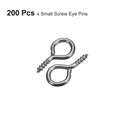 Harfington Uxcell 200Pcs Small Screw Eye Hooks Mini Eyelets Screws, 6.5x13x1.2mm, Dark Gray