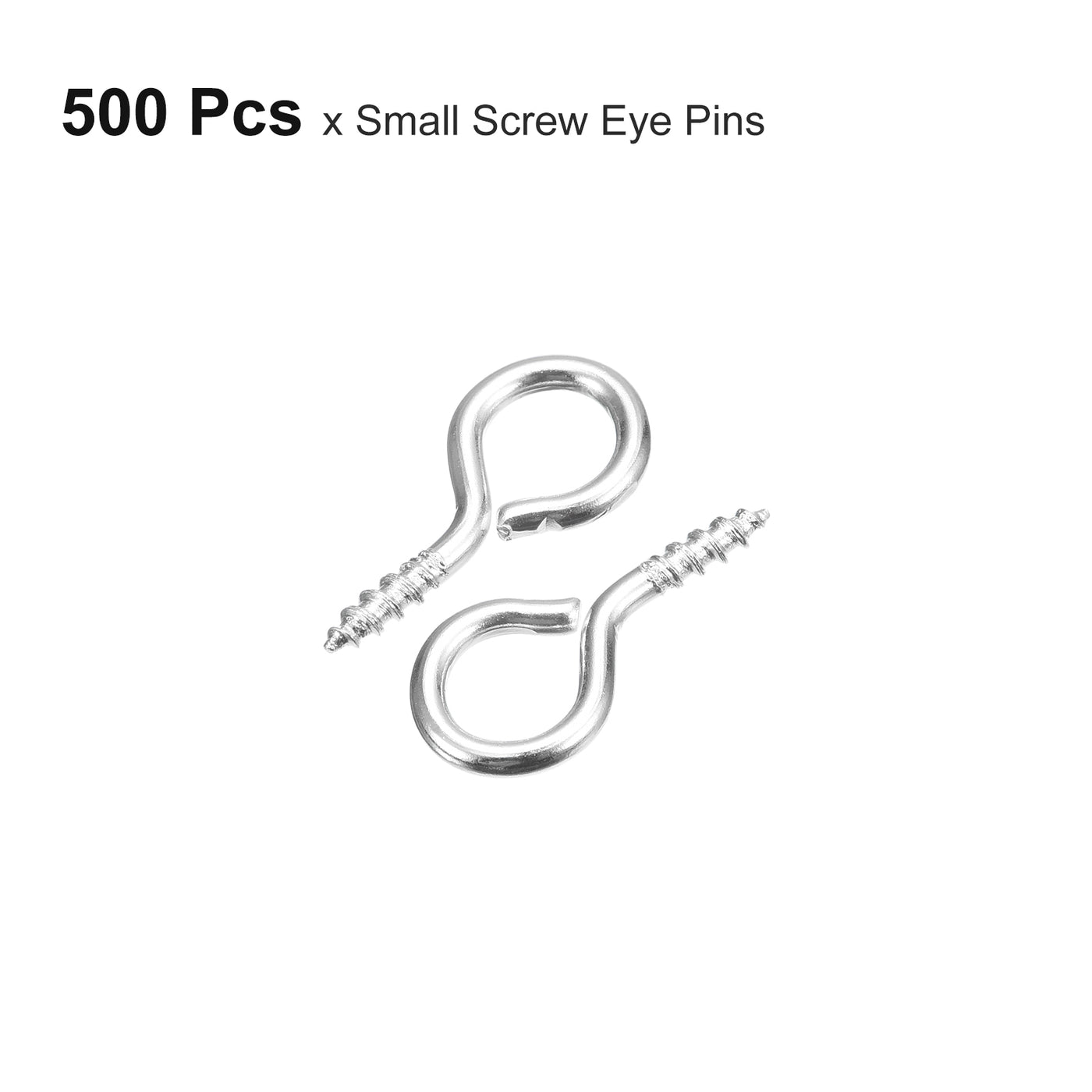 uxcell Uxcell 500Pcs Small Screw Eye Hooks Mini Eyelets Screws, 6.5x13x1.2mm, Silver Tone