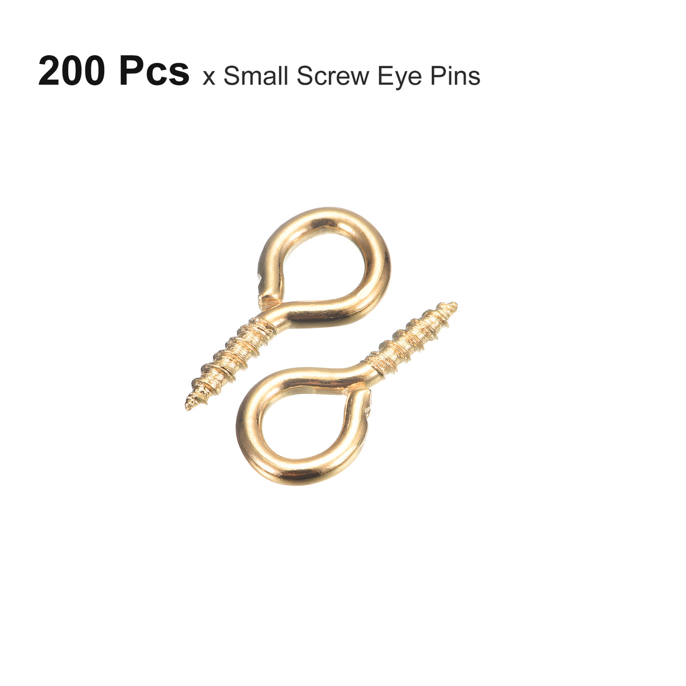 uxcell Uxcell 200Pcs Small Screw Eye Hooks Mini Eyelets Screws, 6.8x13x1.4mm, Light Gold