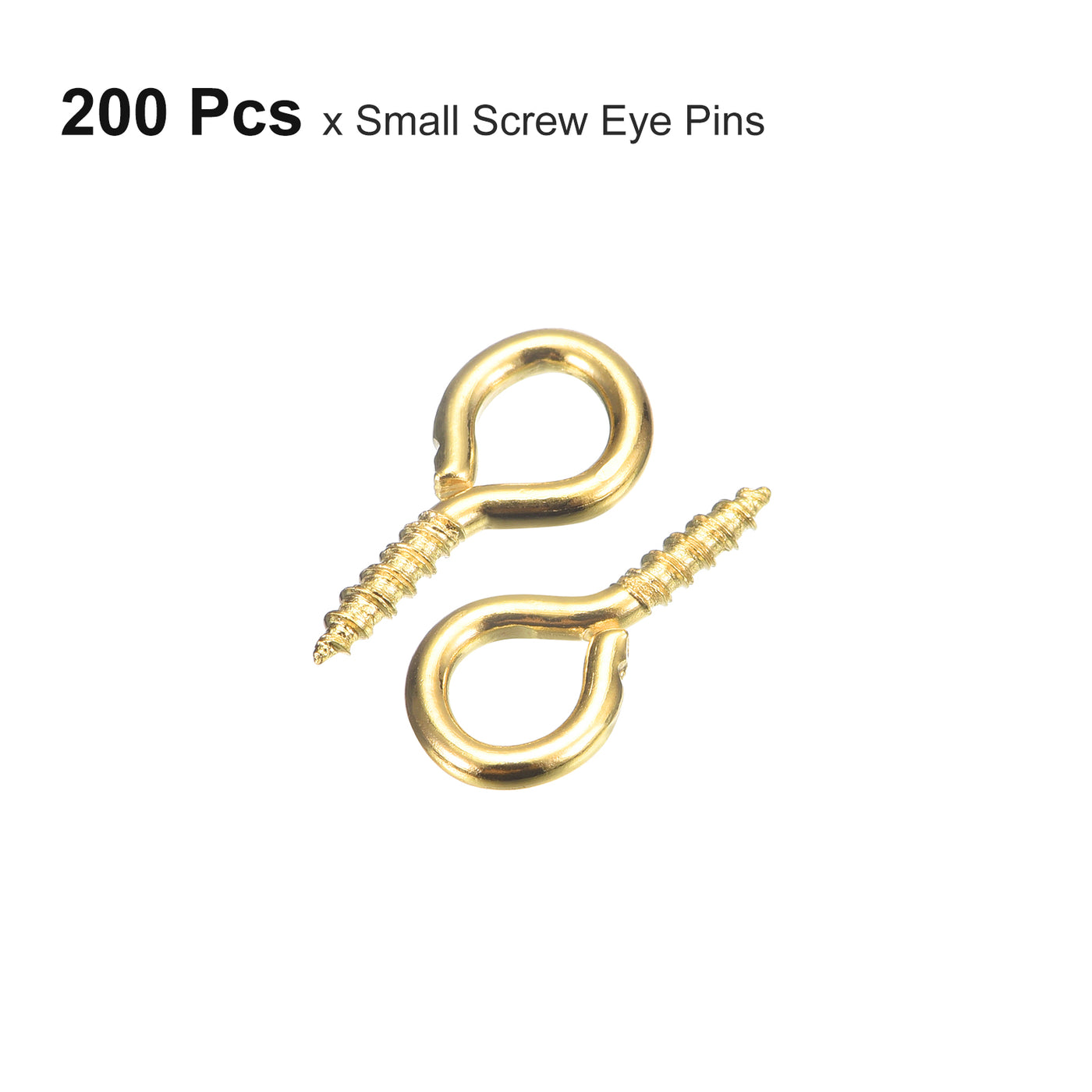 uxcell Uxcell 200Pcs Small Screw Eye Hooks Mini Eyelets Screws, 6.8x13x1.4mm, Gold Tone