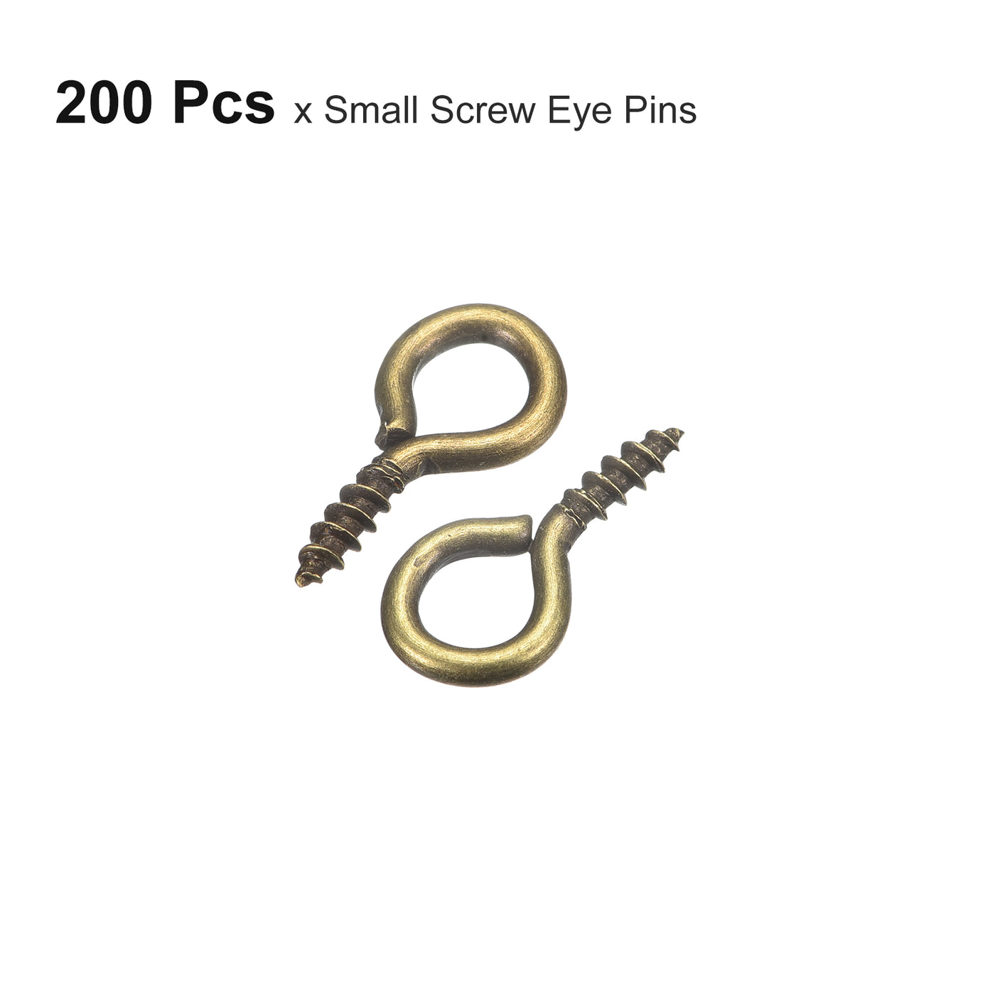 uxcell Uxcell 200Pcs Small Screw Eye Hooks Mini Eyelets Screws, 6.8x13x1.4mm, Bronze Tone