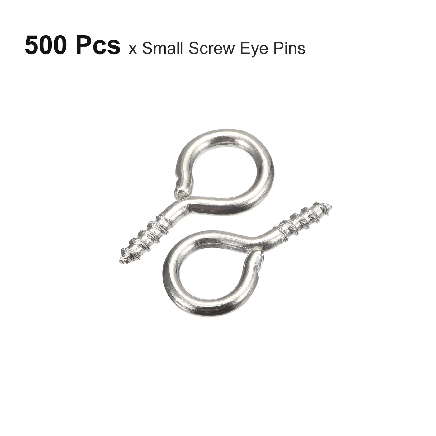 uxcell Uxcell 500Pcs Small Screw Eye Hooks Mini Eyelets Screws, 6.8x13x1.4mm, Nickel Silver
