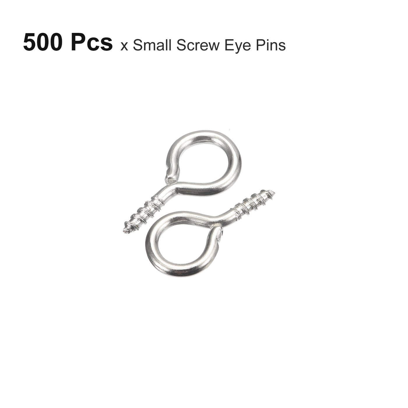 uxcell Uxcell 500Pcs Small Screw Eye Hooks Mini Eyelets Screws, 6.8x13x1.4mm, Bright Silver