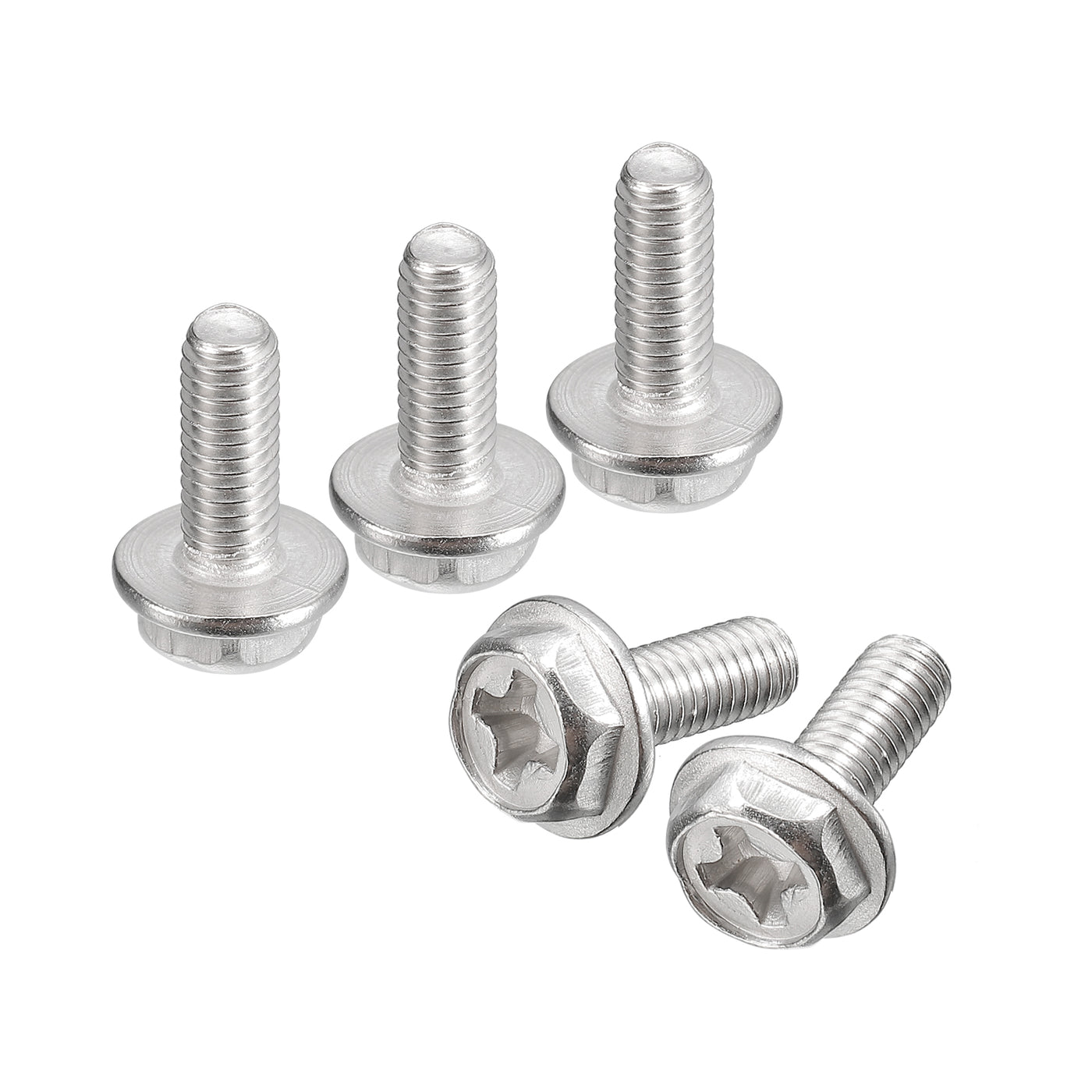 uxcell Uxcell Phillips Hex Head Flange Bolts, 304 Stainless Steel Hexagon Phillips Flange Hex Bolts Machine Screws