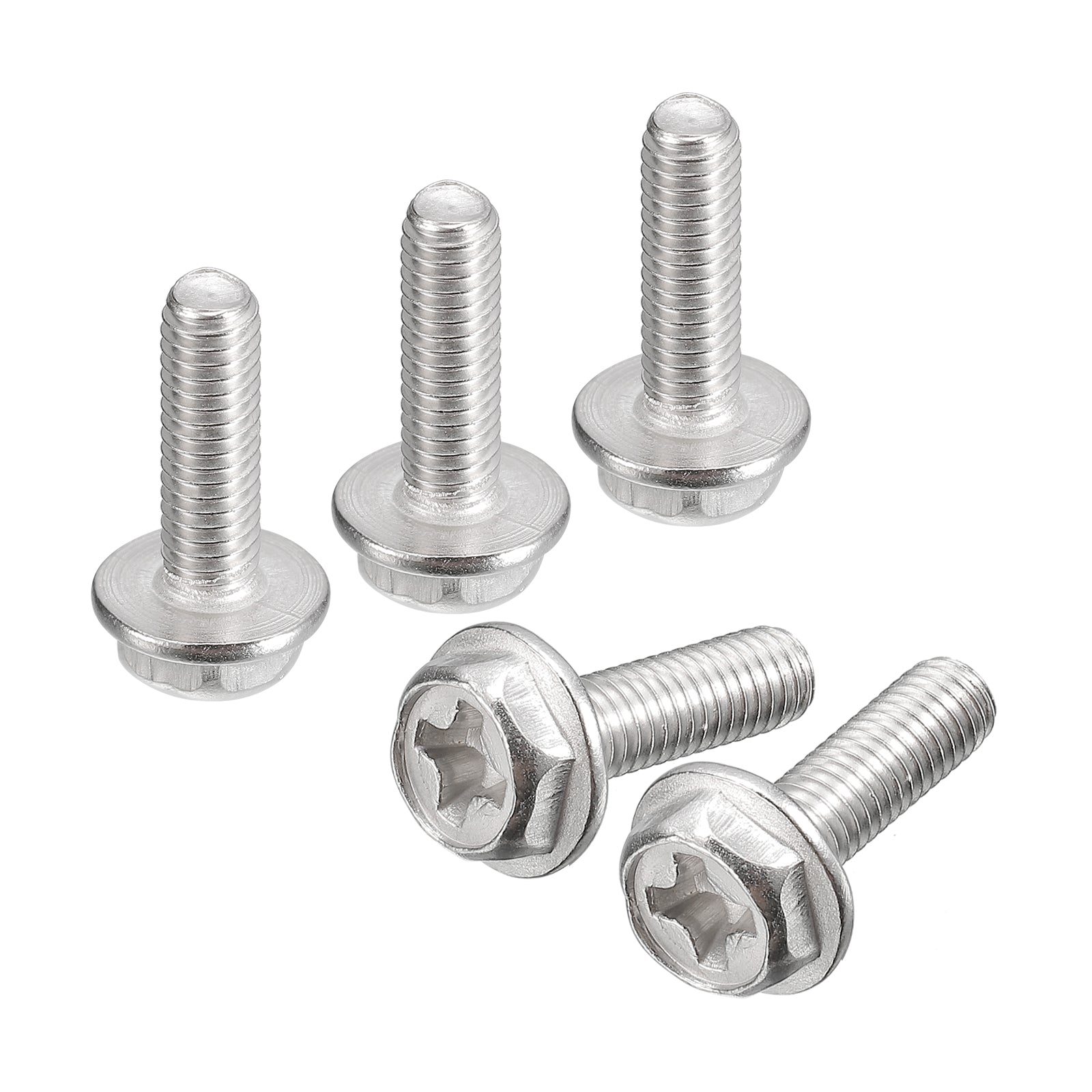 thumbnail image 2 of 20pcs M6x35mm 304 Stainless Steel Phillips Hex Flange Bolts - Rust Resistant Machine Screws 2 of 11